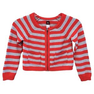 Tea Collection Striped Red and Gray Kids Sweater Size 5